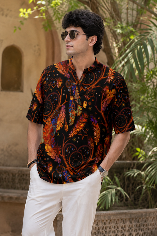 Men's Printed Short Kurta #1208