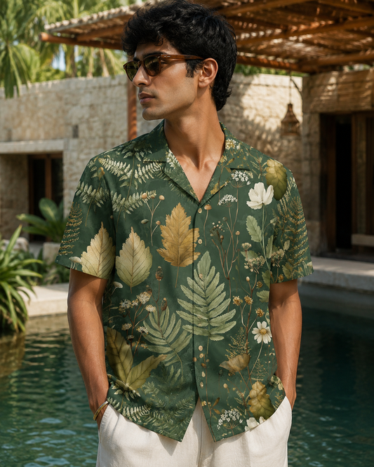 Resortwear Shirt with Cuban Collar #1139