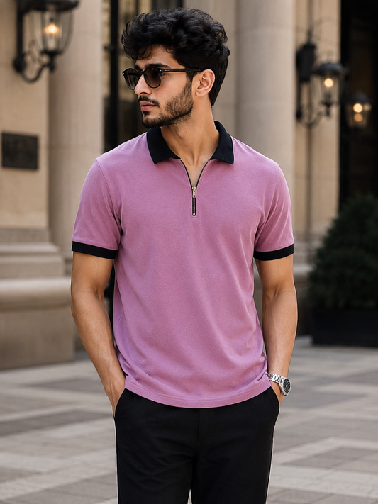 Premium Cotton Polo T-shirt in Zipper-Style #1141