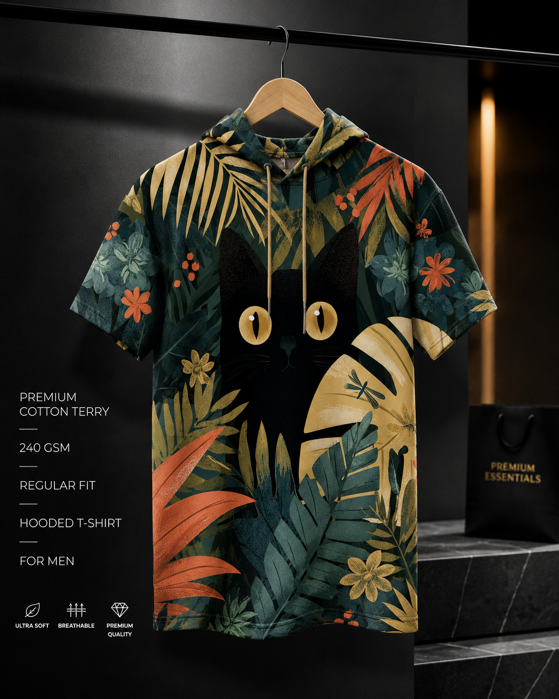 Hooded T-shirt in Premium Cotton #1119