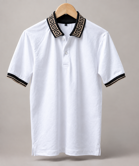 Premium Polo T-shirt with Greek Key Collar #1276