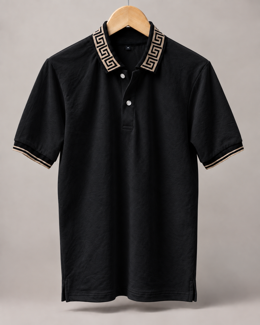 Premium Polo T-shirt with Greek Key Collar #1277