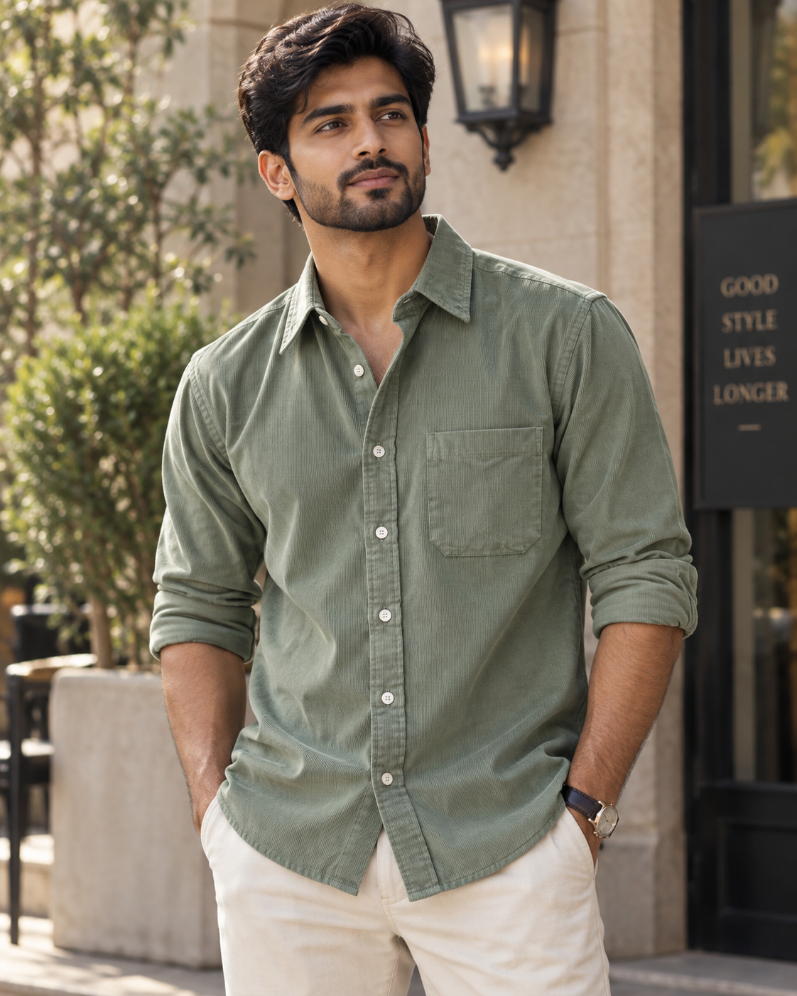 SAGE GREEN - Premium Corduroy Shirt #1285