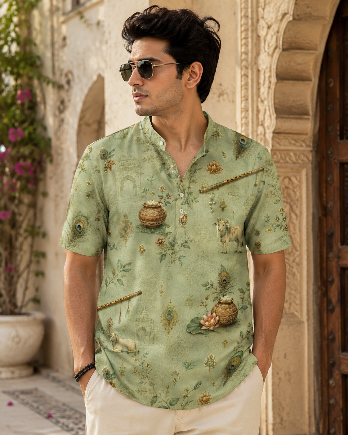 Men's Printed Short Kurta #1238