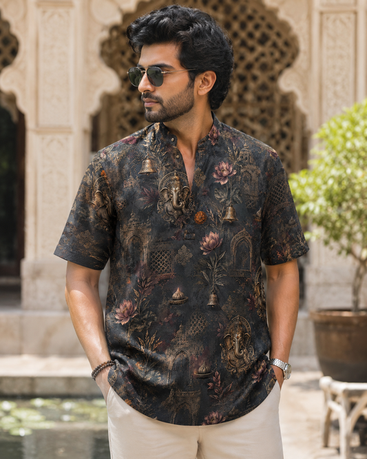 Men's Printed Short Kurta #1239