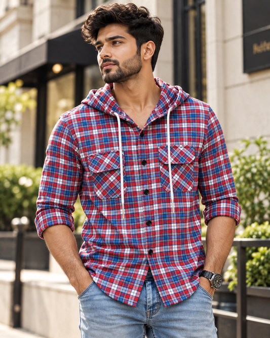 CHECKMATE - Premium Flannel Hooded Shirt #1306