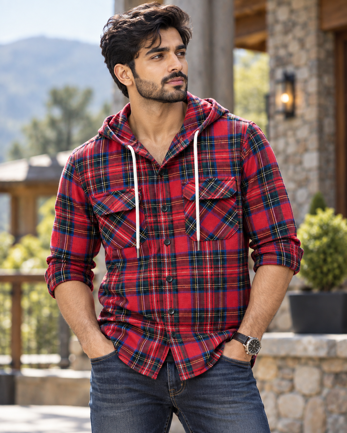 Premium Flannel Hooded Shirt #1308