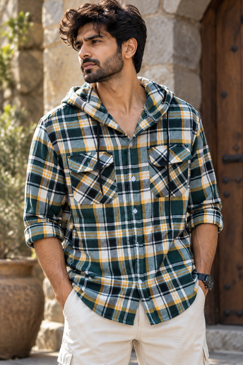 Premium Flannel Hooded Shirt #1309