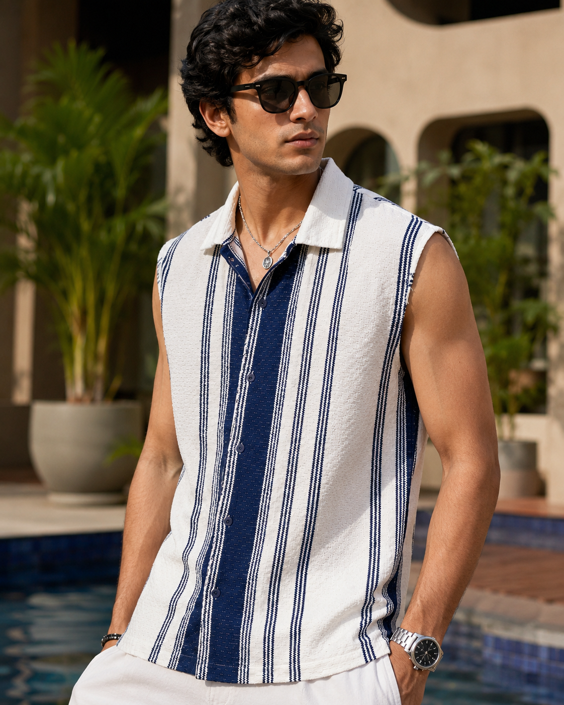 Sleeveless Shirt for Men in 100% Cotton #1240