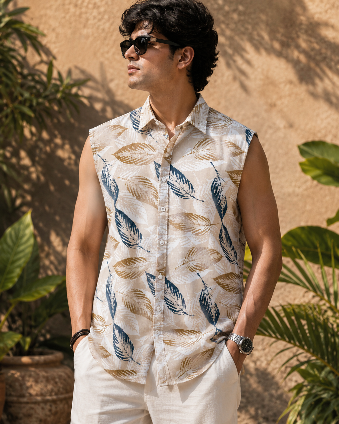 Sleeveless Shirt for Men in 100% Cotton #1243