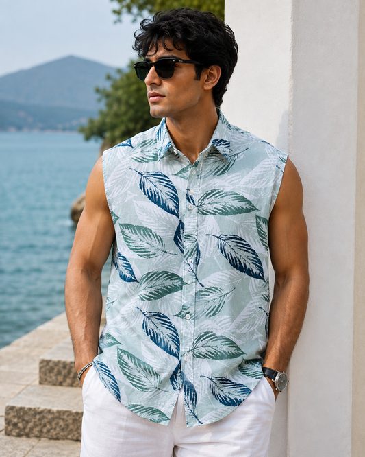 Sleeveless Shirt for Men in 100% Cotton #1244
