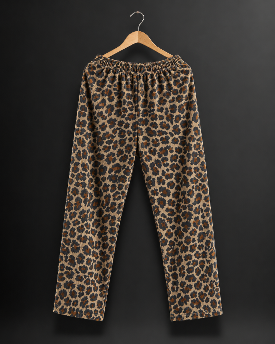 Corduroy Straight-Fit Jogger Pants (Leopard Print) #1255