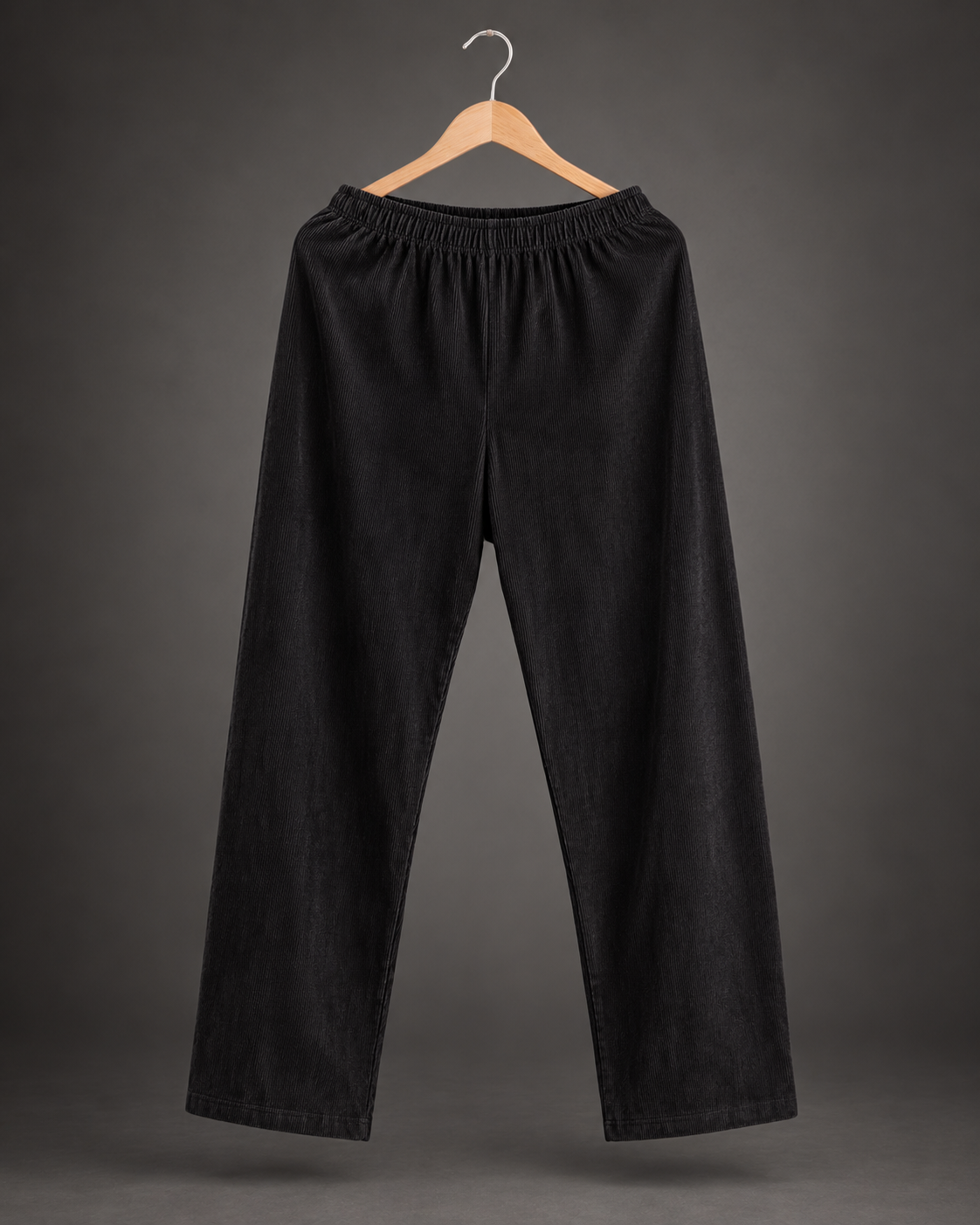 Corduroy Straight-Fit Jogger Pants (Deep Black) #1254