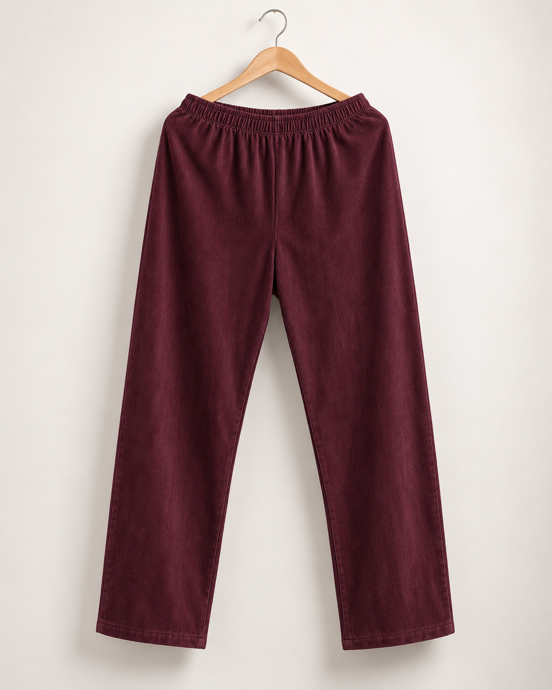 Corduroy Straight-Fit Jogger Pants (Deep Wine) #1252