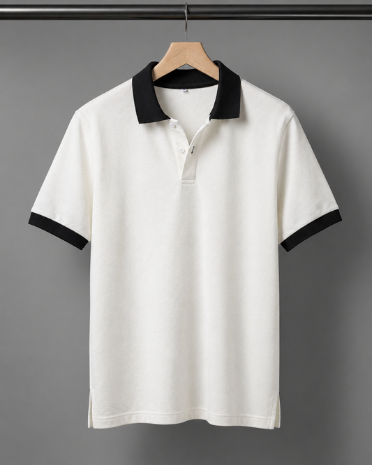 Premium Cotton Polo T-shirt (Vanilla White) #1043