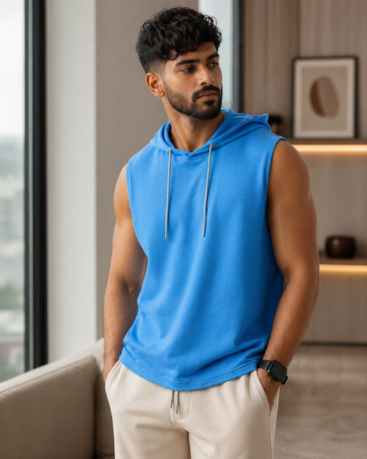 Hooded Tank Top in Premium Cotton #1050 (Silk Blue)