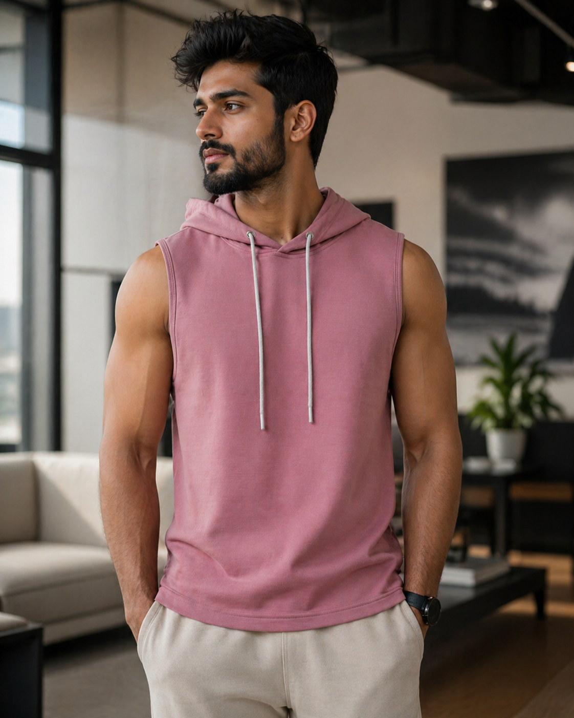 Hooded Tank Top in Premium Cotton #1005 (Copper Rose)
