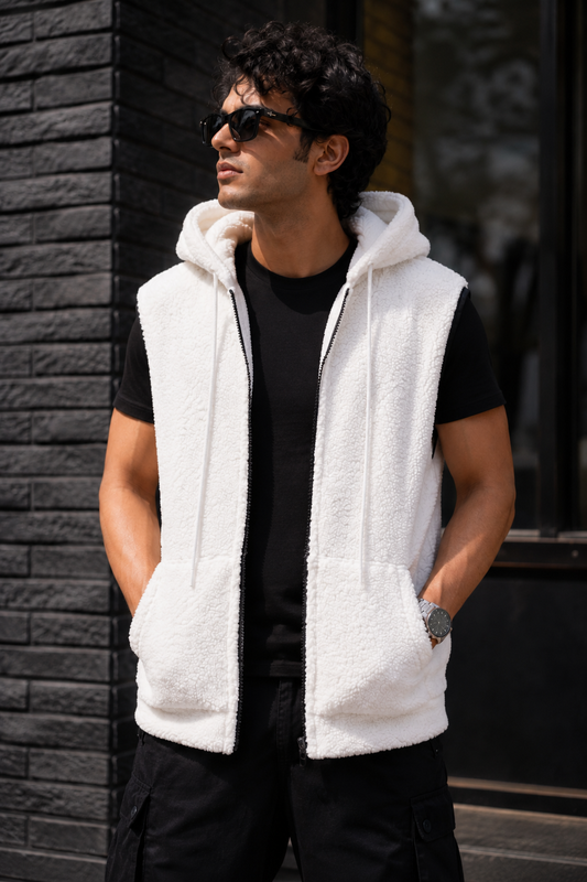 Sleeveless Sherpa Hoodie #1007