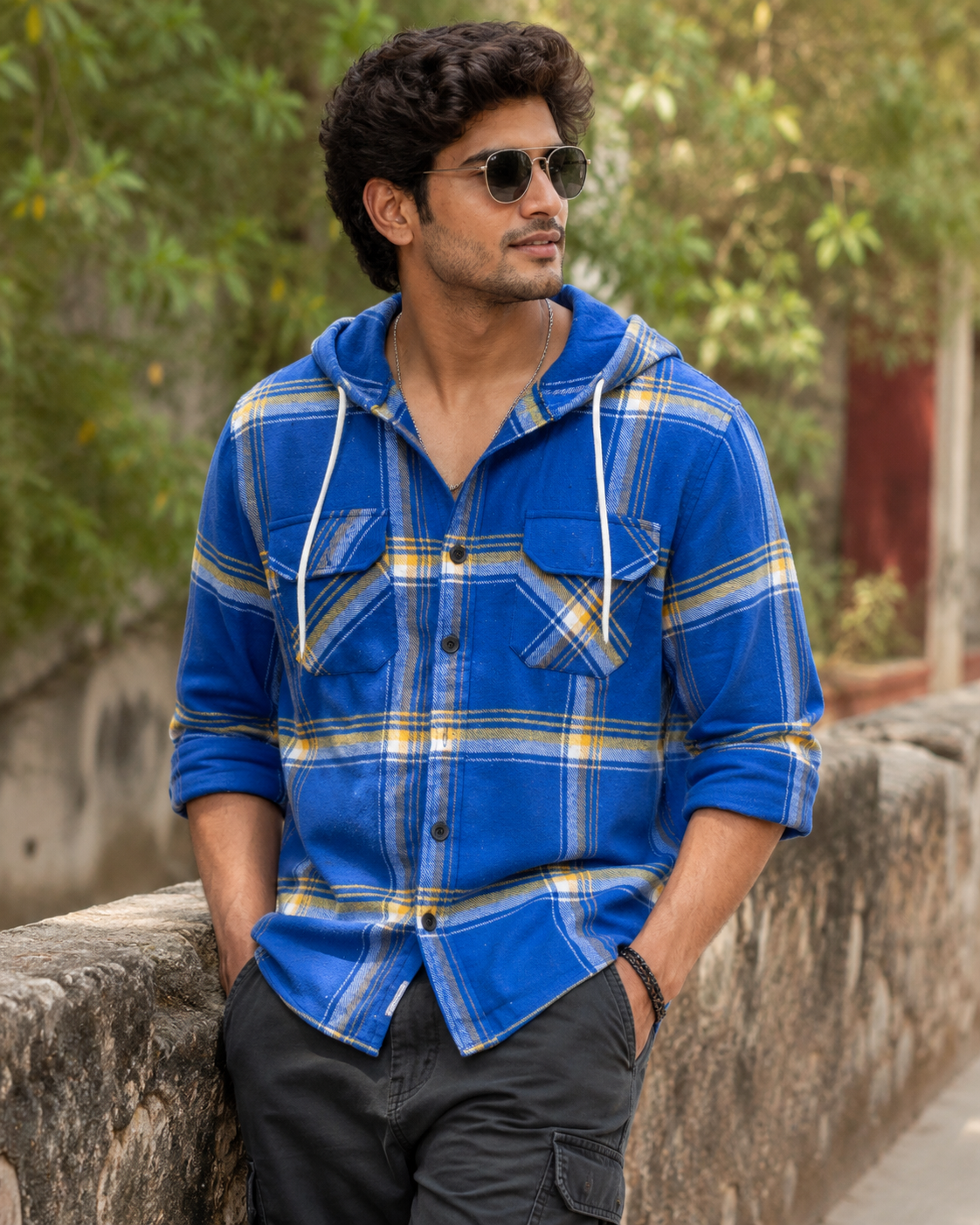 Blue Synch - Premium Flannel Hooded Shirt #978