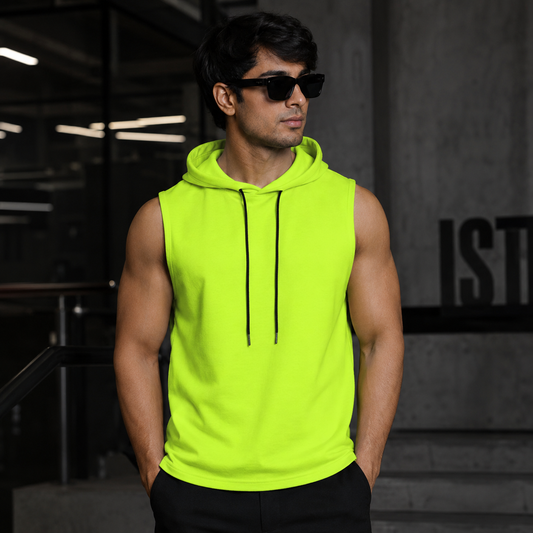Hooded Tank Top in 100% Cotton #707 (Neon Green)