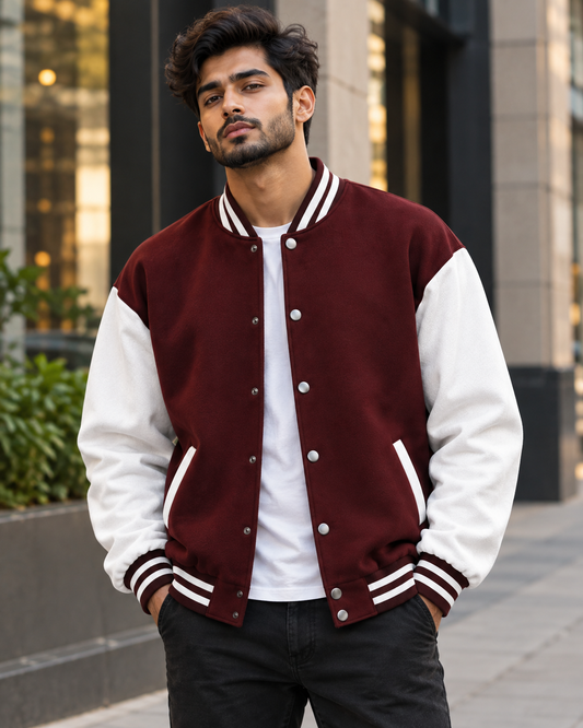 Men's Varsity Jacket (Wine Red) #509