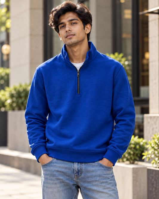 Royal Blue Half-Zip Sweatshirt #1343