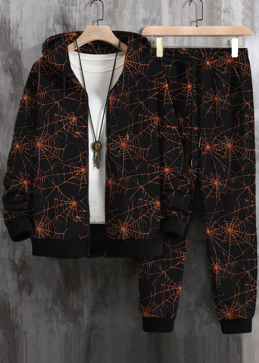 Men Zip Up Drawstring Hoodie & Sweatpants Co-ord Set Without Tee #873