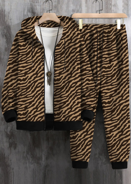 Men Zip Up Drawstring Hoodie & Sweatpants Co-ord Set Without Tee #874