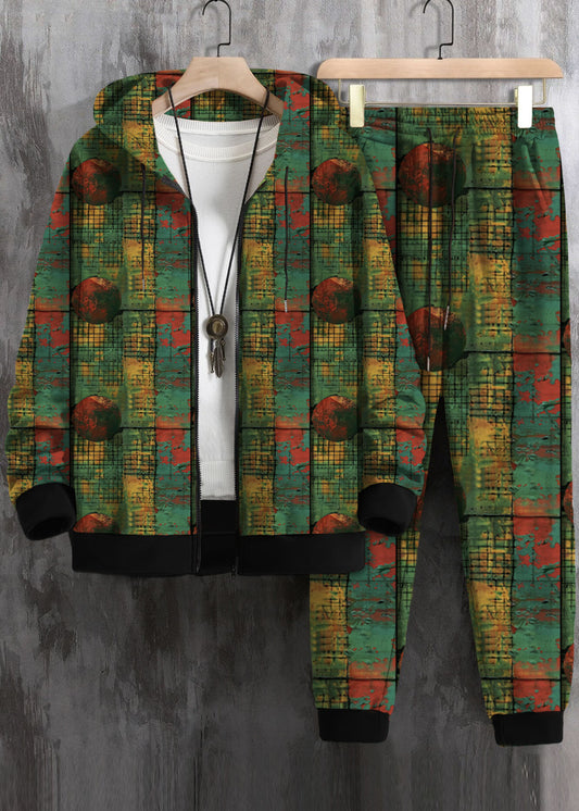 Men Zip Up Drawstring Hoodie & Sweatpants Co-ord Set Without Tee #875