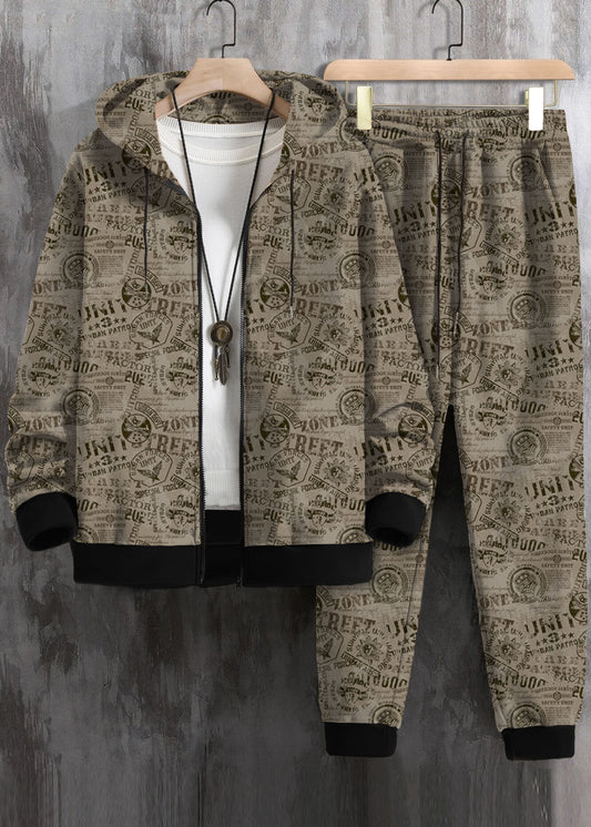 Men Zip Up Drawstring Hoodie & Sweatpants Co-ord Set Without Tee #876