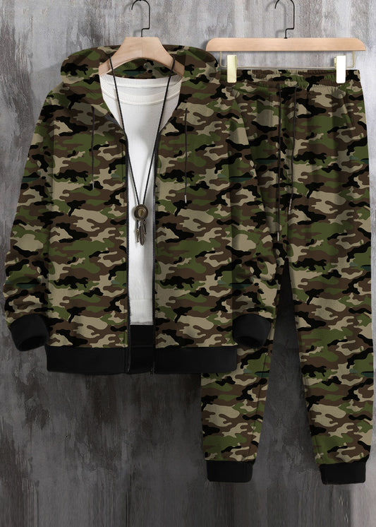 Men Zip Up Drawstring Hoodie & Sweatpants Co-ord Set Without Tee #877