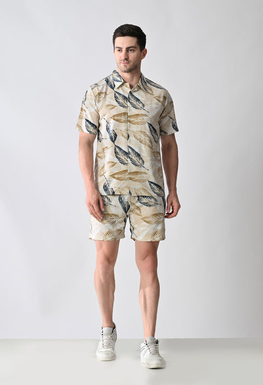 Printed Shirt & Shorts Co-ord Set #767