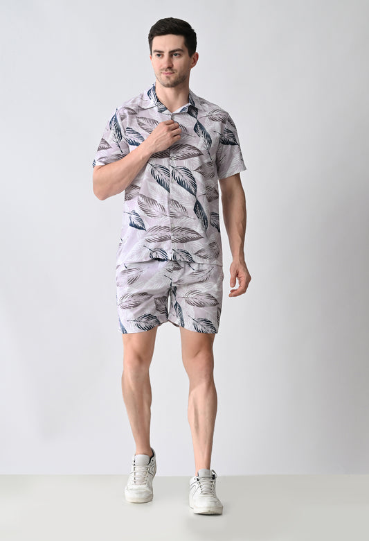 Printed Shirt & Shorts Co-ord Set #769
