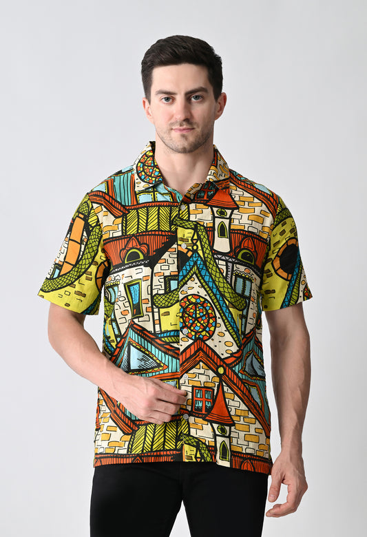 Hawaiian Shirt with Cuban Collar #717