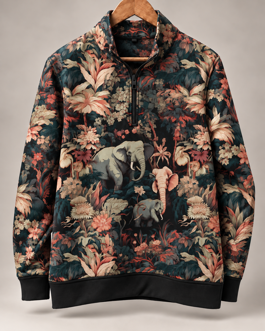 Printed Half-Zip Sweatshirt #1353