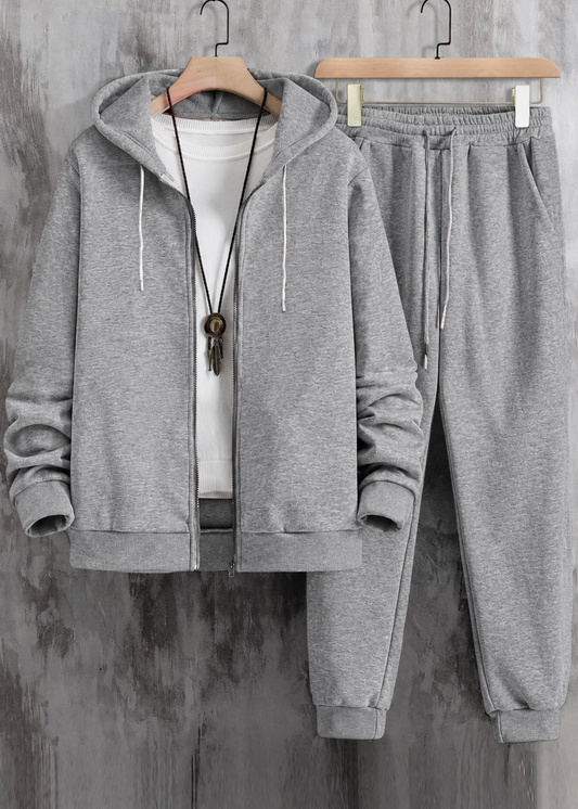 Men Zip Up Drawstring Hoodie & Sweatpants Co-ord Set Without Tee #1377