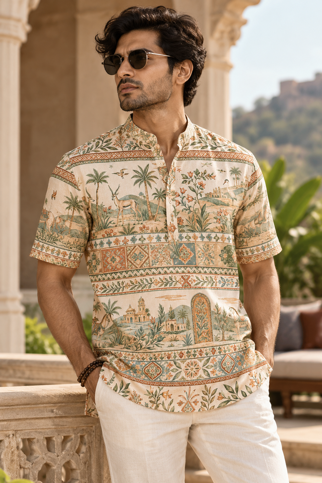 Men's Printed Short Kurta #1363