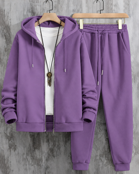 Men Zip Up Drawstring Hoodie & Sweatpants Co-ord Set Without Tee #1376