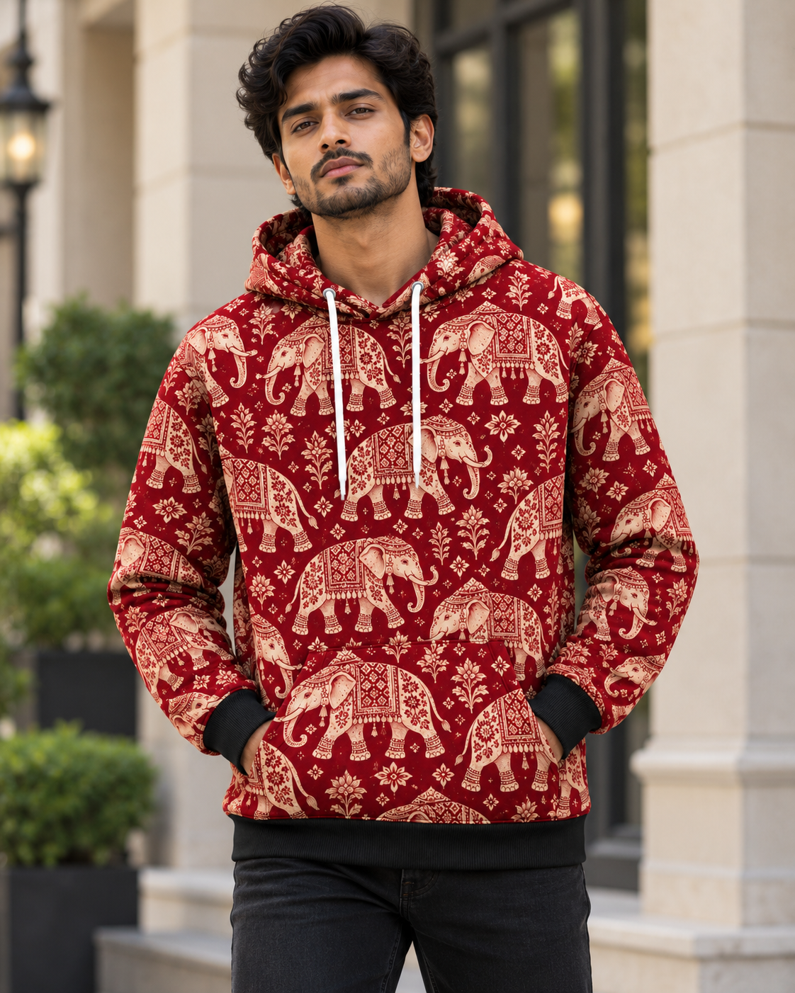 Heritage Elephant Printed Hoodie #1356