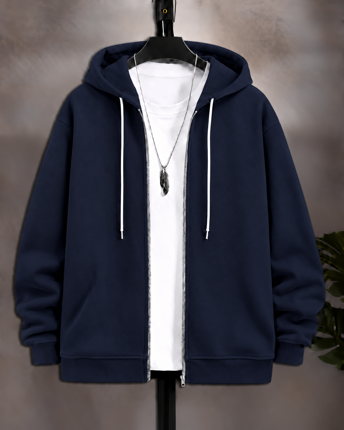 Navy Blue Zip Up Hoodie (without T-shirt) #1330