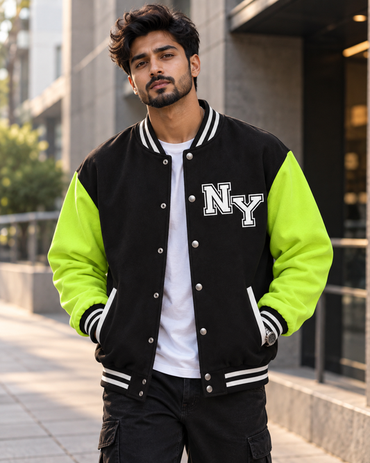 Men's Varsity Jacket (Black & Neon) #510