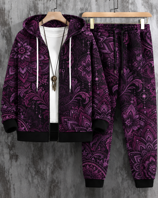 Men Zip Up Drawstring Hoodie & Sweatpants Co-ord Set Without Tee #1320