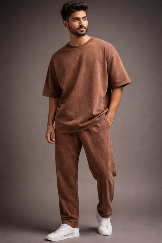 Acid-Washed T-shirt & Jogger Set #1077