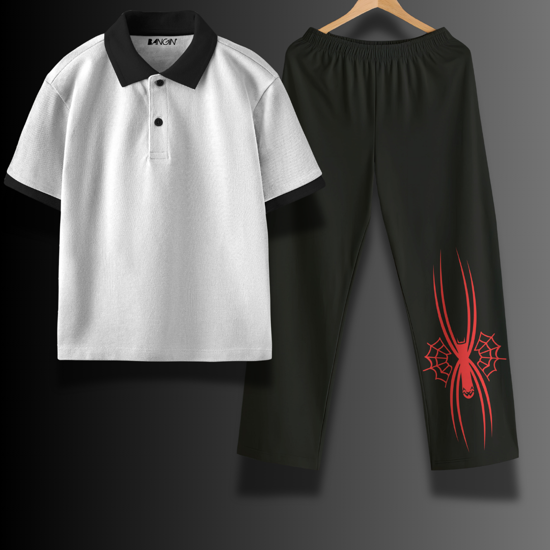 Men Polo T-shirt & Jogger Co-ord Set #1057