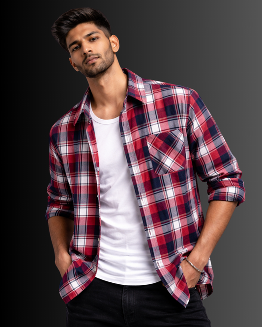 Redline Checks - Premium Plaid Shirt #1032