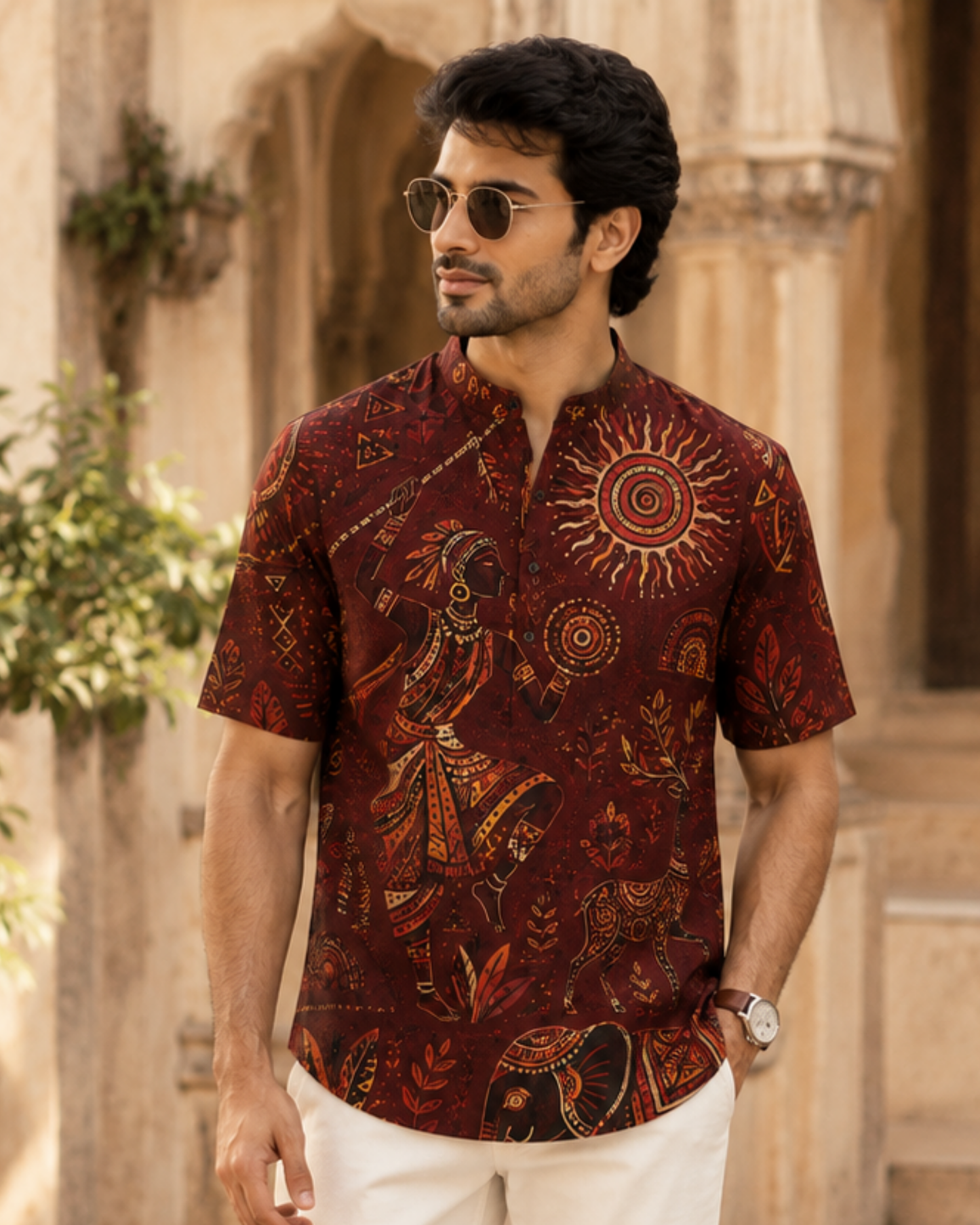 Men's Printed Short Kurta #1237