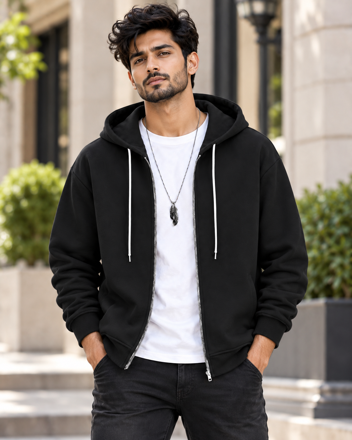Black Zip Up Hoodie (without T-shirt) #1332