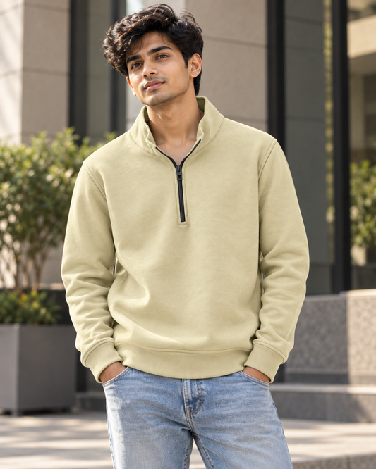 Beige Half-Zip Sweatshirt #1345