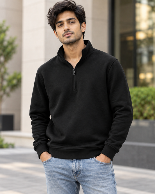 Black Half-Zip Sweatshirt #1342
