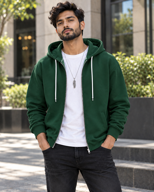Forest Green Zip Up Hoodie (without T-shirt) #1331